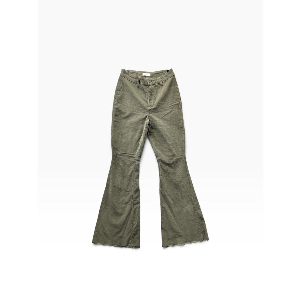 YMI Women's Green Corduroy Flare Pants Mid Rise Pockets Cotton Spandex - Picture 3 of 11